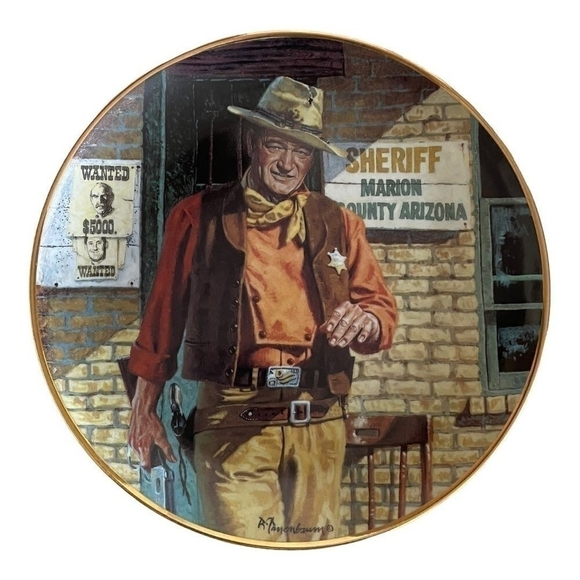John Wayne American Legend Robert Tanenbaum Franklin Mint fine Porcelain Plate - Picture 2 of 4